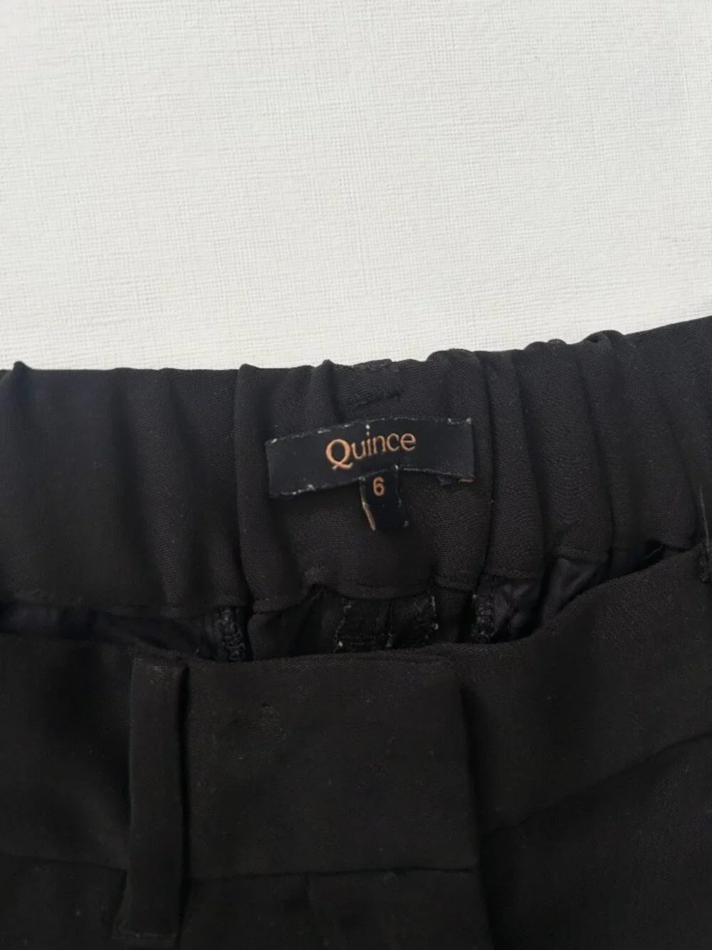 Quince Pleated Stretch Wide Leg Trouser Pants Black High Rise Officewear Size 6